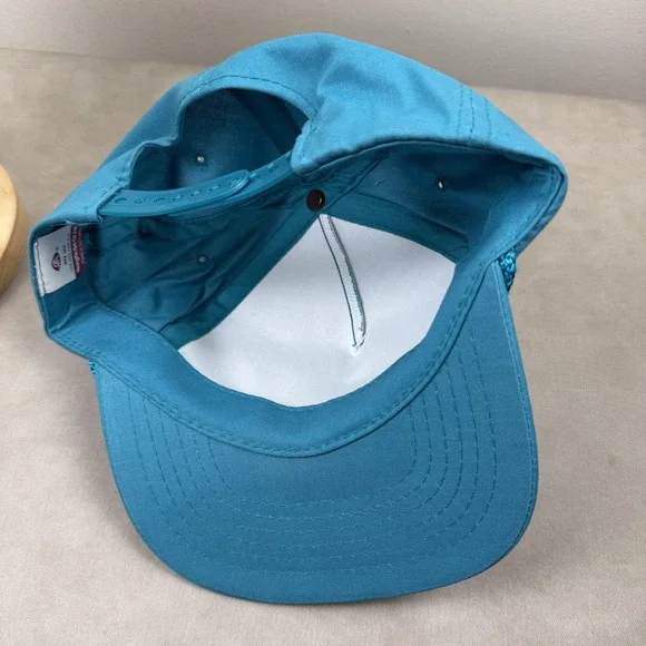 F Shield Logo Hat Cap Snap Back One Size Teal Blue Rope Foam Front Retro Mens - Picture 2 of 9